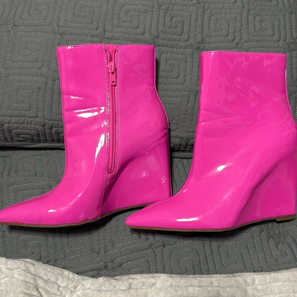 INC hot pink boots. Worn 2xs. Stained. Will take an offer.